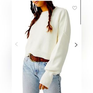 Free People “Easy Street” cropped sweater in “moon glow”